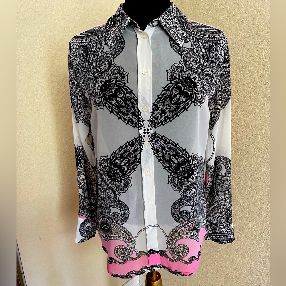 INC International Concepts sheer blouse, Size 8